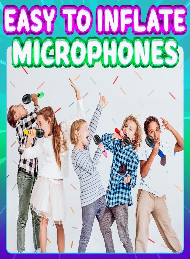Bedwina Inflatable Microphones for Parties - (Pack of 24) 10-inch Neon Colors Blow Up Microphone for Kids & Adults, Party Favors, Giveaways, DJ-Props, Photo-Booth, Birthdays, Dance, Sing, Concert Decorations - Image 5